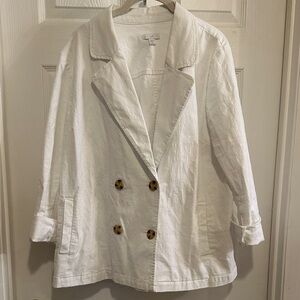 J. Jill White Cotton 4 Button Blazer